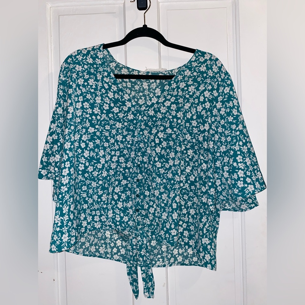 Lush - Floral Button Down Tie Shirt